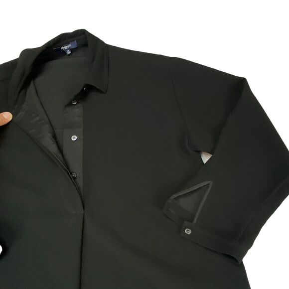 Madewell Shirt Dress Womens Medium Black Collared Button Fron Slit - Picture 12 of 16